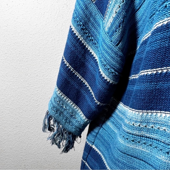 Lauren by Ralph Lauren, striped fringe, trim sleeve, Indian sweater, size L - Picture 5 of 12